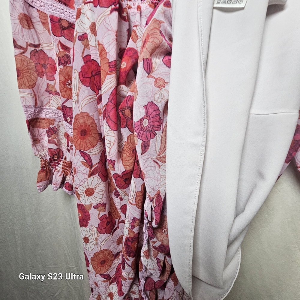 Aritzia Wilfred Hot And Pastel Pink Orange Floral Grace Midi Dress Lined Size M - Picture 6 of 6